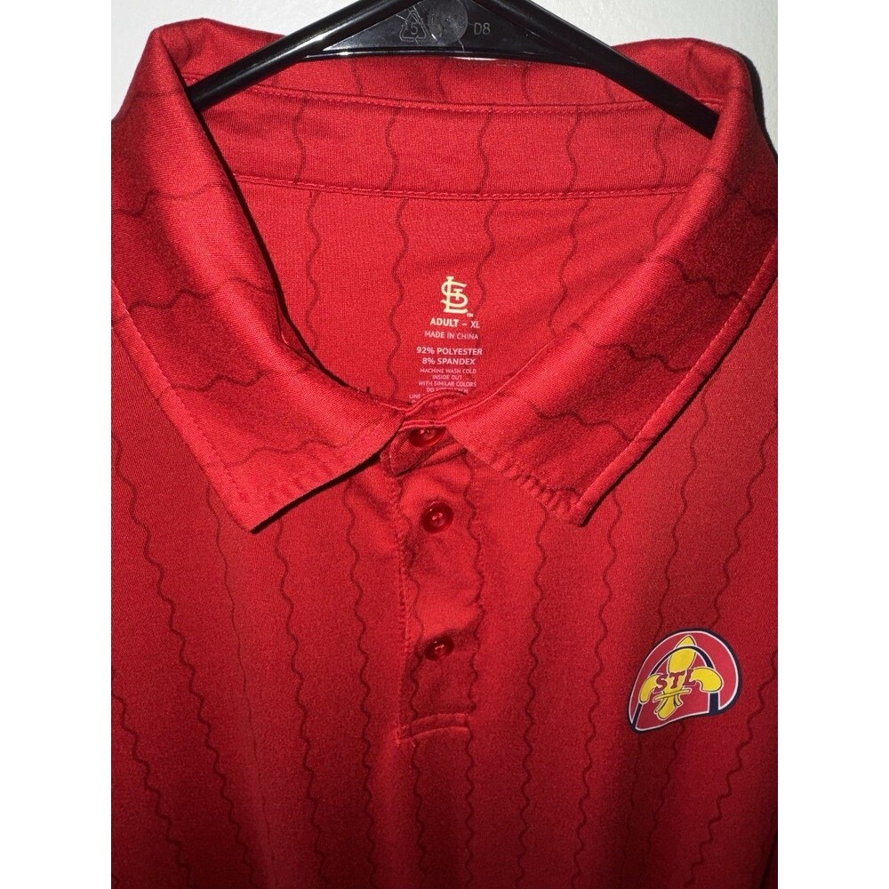St. Louis City Flag Polo- Mens XL Red Performance Golf BuseyBank Stretch/SOFT